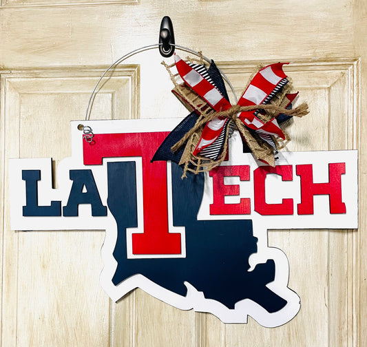 3D Louisiana Tech logo College door sign