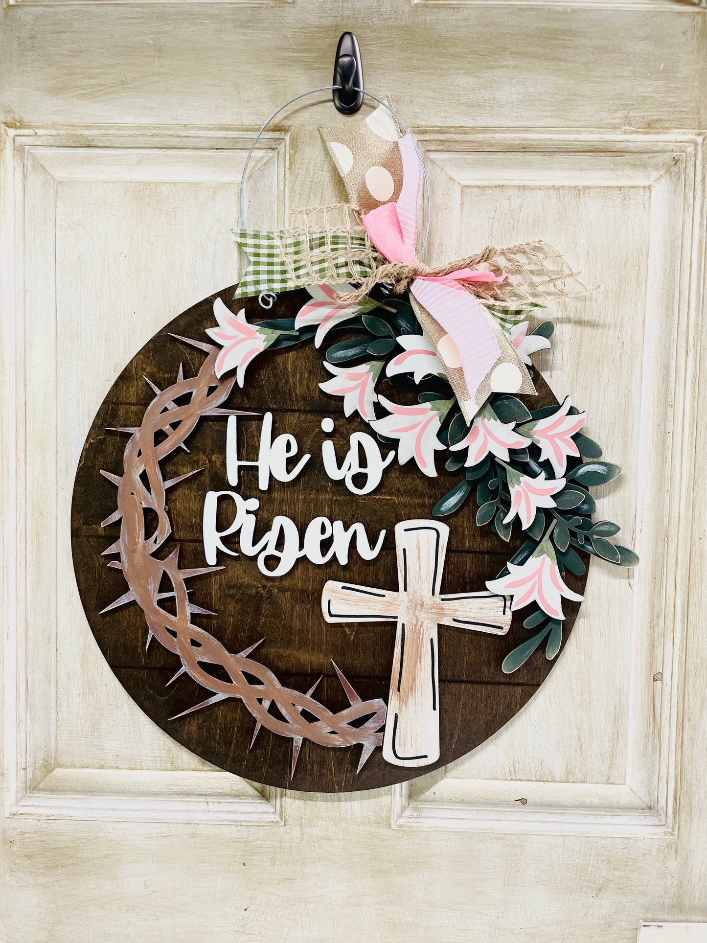 3D EASTER HE IS RISEN door sign