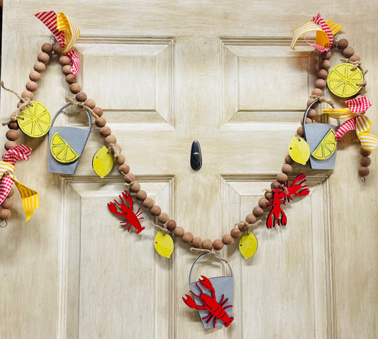 Crawfish Boil bead and tassel banner / garland