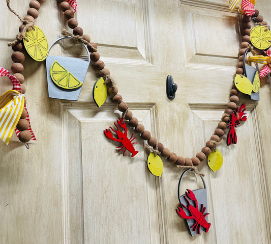 Crawfish Boil bead and tassel banner / garland