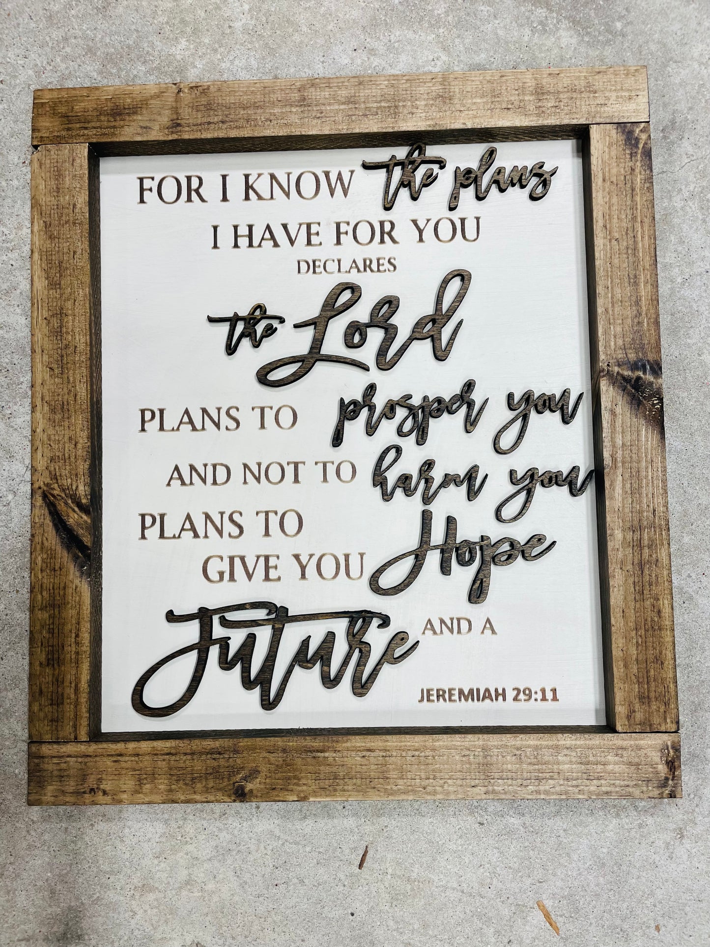 3D Jeremiah 29:11 shelf sign 18” wide