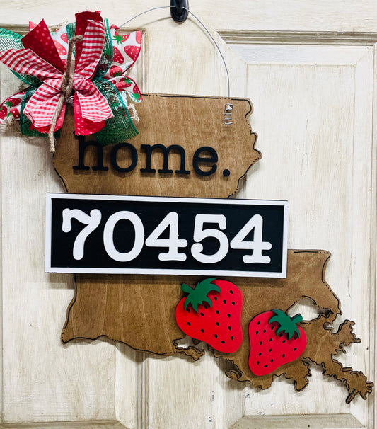 3D Ponchatoula LA strawberry door sign