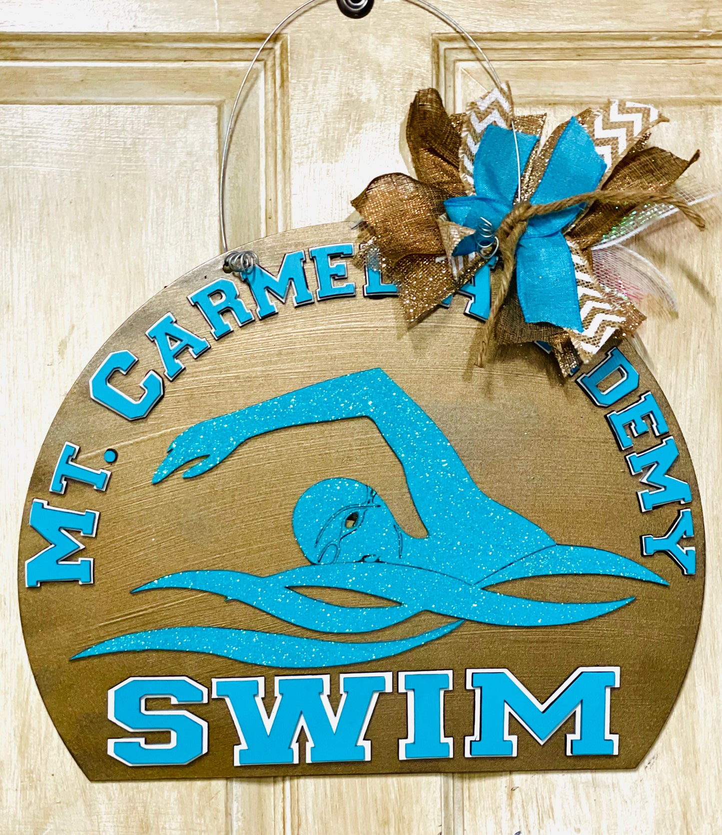 3D Mt. Carmel Academy Swim Team door sign