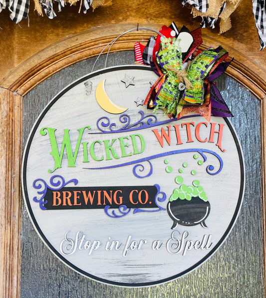 3D Halloween witches brew sign