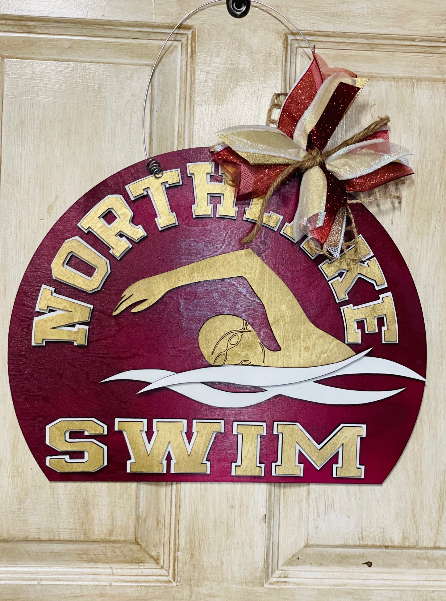 3D Northlake Christian School Swim Team door sign